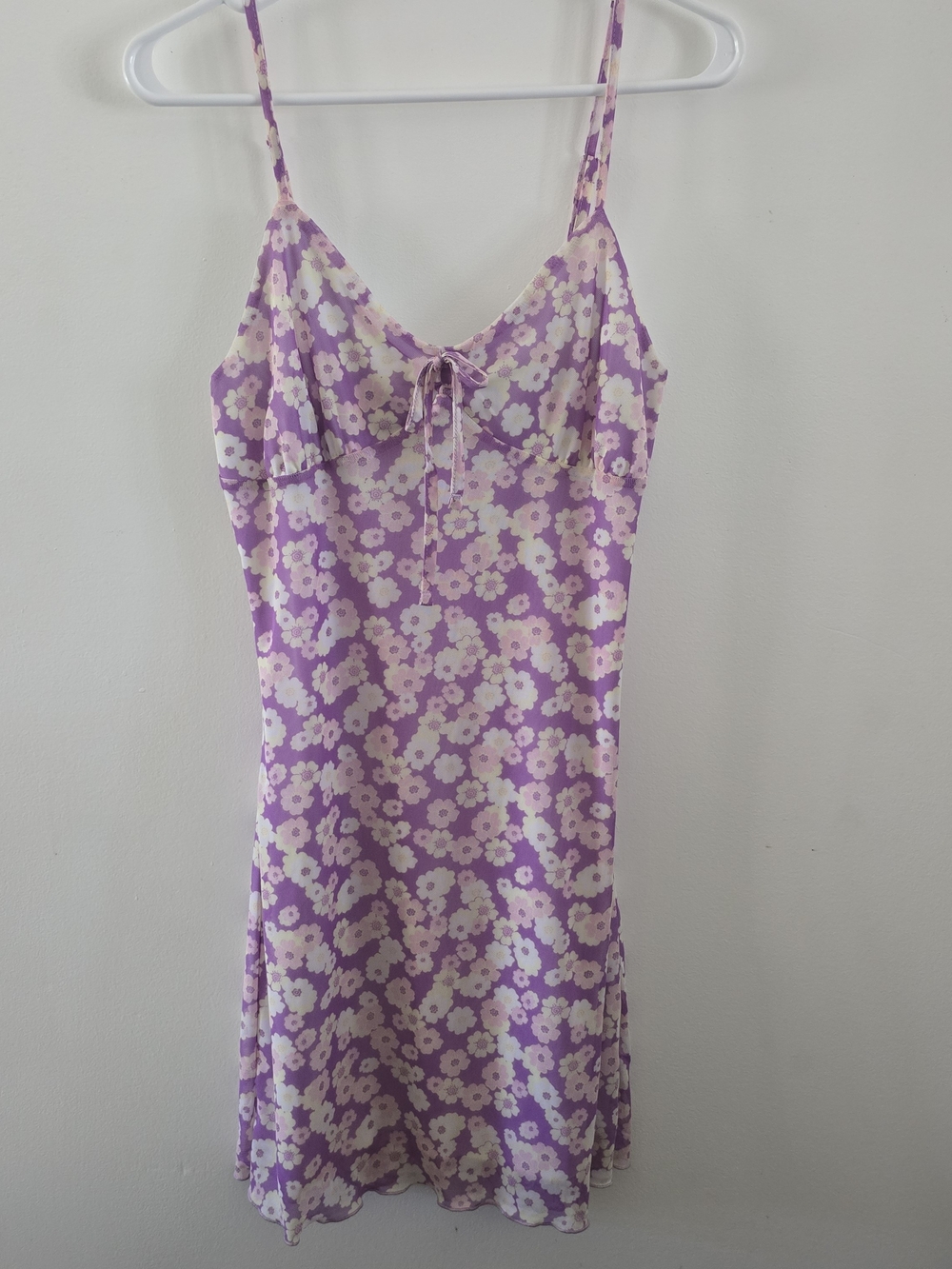 Soft Girl Floral Mesh Mini Dress Purple Y2K Milkmaid Coquette Medium M